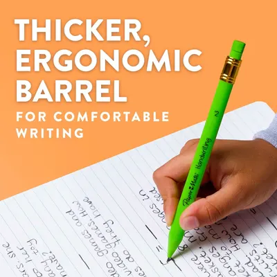 Highlights the thicker ergonomic barrel of the pen to reassure shoppers that it provides comfortable writing, especially for extended use.