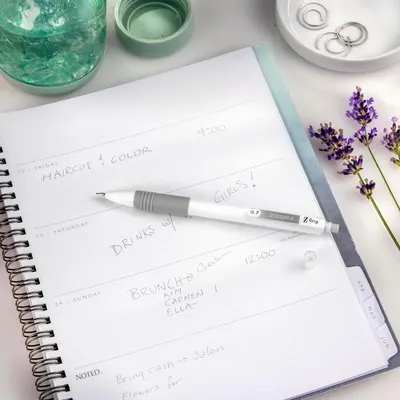 Showcases the planner in a real-world lifestyle setting to help shoppers visualize how the product fits into their daily routine and aesthetic.