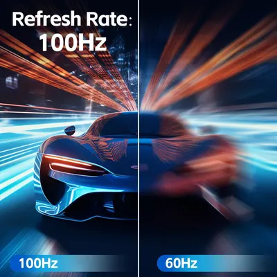 Demonstrates the superior visual smoothness and clarity of 100Hz refresh rate compared to 60Hz, reassuring shoppers of better performance and viewing experience. Highlights the quantifiable…