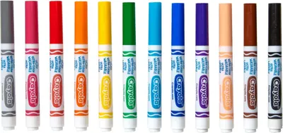 Showcases the full range of Crayola marker colors available to help shoppers understand the variety and choose the right option for their needs.
