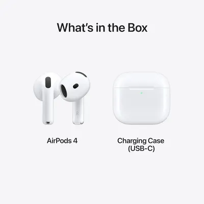 Shows the customer exactly what they will receive in the box: the AirPods 4 earbuds and the USB-C charging case, providing clarity and setting expectations for the purchase.