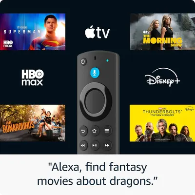 Demonstrates the remote's compatibility with multiple streaming platforms (HBO Max, Apple TV, Disney+, Prime Video) and showcases its voice search functionality to help shoppers understand the…