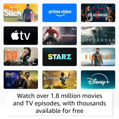 Communicates the massive scale of available content (1.8 million movies and TV episodes) to demonstrate the product's extensive entertainment value and justify the purchase. Highlights the vast…