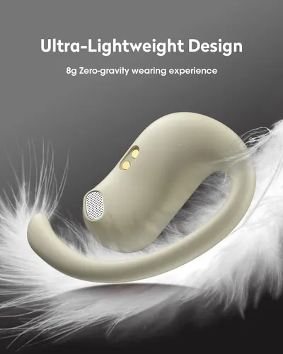 Communicates the product's extremely light weight (8g) to emphasize comfort and a 'zero-gravity' wearing experience, making it appealing for extended use. Highlights the primary benefit of…