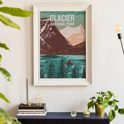 Shows the framed art print styled in a real home environment to help shoppers visualize how the product will look on their own walls.