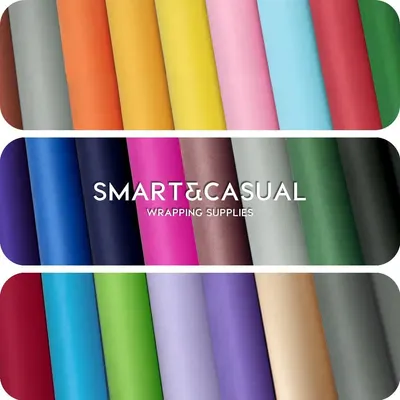 Showcases the brand's extensive range of wrapping paper color options to help shoppers understand the variety available and position the brand as offering comprehensive wrapping supply solutions.