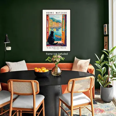 Demonstrates how the art print looks when displayed in a real-world living space, helping shoppers visualize the product in their own home environment.