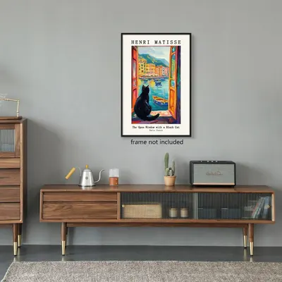 Shows the art print displayed in a real-world home setting to help shoppers visualize how the product would look on their own walls.