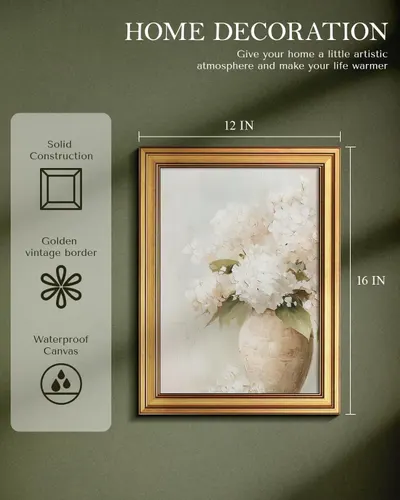 Communicates the exact physical dimensions of the framed artwork to help shoppers understand the size and scale for their space planning. Highlights multiple product benefits including durability,…