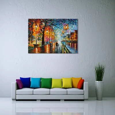 Demonstrates how the artwork looks when displayed in a real living space, helping shoppers visualize the product in their own home environment.