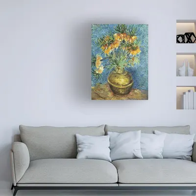 Demonstrates how the canvas print looks when displayed in a real living room setting, helping shoppers visualize the product in their own home.
