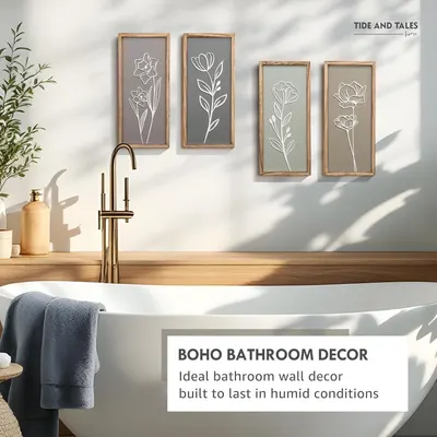 Demonstrates how the product looks when installed in an actual bathroom environment, helping shoppers visualize the decor in their own space.