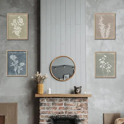 Demonstrates how the botanical wall art products look when styled in a real home environment, helping shoppers visualize the product in their own space.