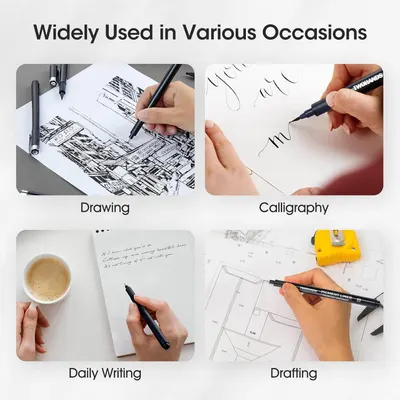 Demonstrates the versatility of the pen product by showing it can be used across multiple creative and professional scenarios, reassuring shoppers of its wide-ranging utility.