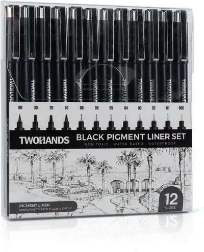 Shows the complete set of 12 different liner sizes included in the package, helping shoppers understand the variety and value of the product bundle.