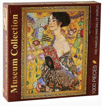 Displays the jigsaw puzzle product packaging clearly on a white background to show shoppers exactly what they will receive.