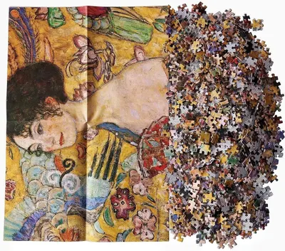 Shows the customer exactly what they receive when purchasing this puzzle product - the completed puzzle artwork on the left and all the individual puzzle pieces on the right, demonstrating the full…