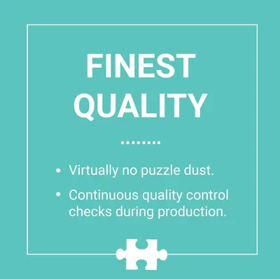 Communicates the product's superior quality and cleanliness (no puzzle dust) to reassure shoppers they're purchasing a premium, well-manufactured puzzle.