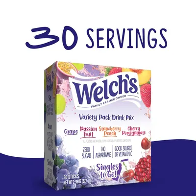 Communicates the quantity value of the product by prominently displaying that the box contains 30 servings, helping shoppers understand the package size and value. Reinforces the value proposition…