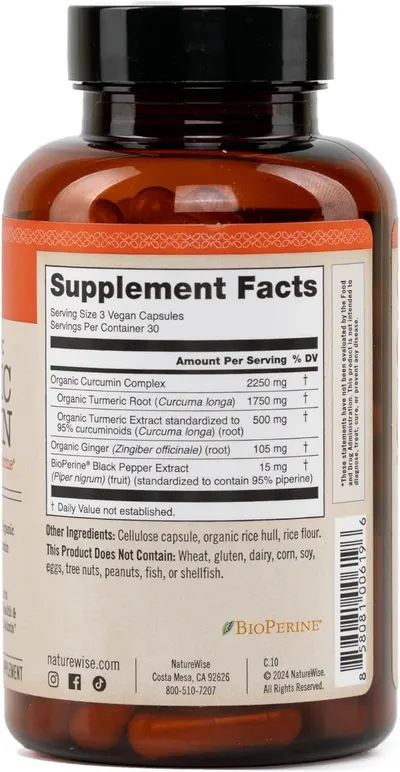 Displays the detailed supplement facts panel showing all ingredients, dosages, and serving information to inform shoppers about what's inside the product and help them make an informed purchase…