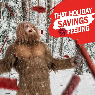 Positions the product as a holiday deal or gift opportunity, using festive winter imagery and messaging to drive seasonal purchase urgency.