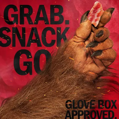Communicates that the product is a convenient, portable snack that fits in a car glove box, perfect for on-the-go snacking.