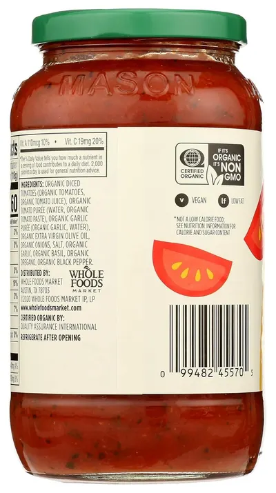 Provides a clean, catalog-style view of the product jar showing the label details, ingredients, and certifications for shoppers to examine the product packaging.