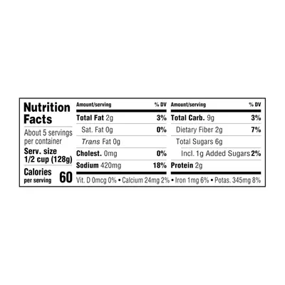 Provides detailed nutritional information to help shoppers make informed dietary decisions, emphasizing the low 60-calorie serving size.