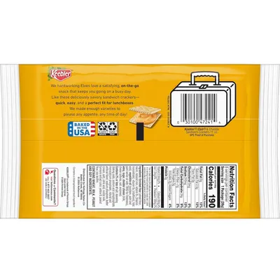 Communicates that these sandwich crackers are quick, easy, and perfectly sized for lunchboxes, making them an ideal on-the-go snack for busy days.