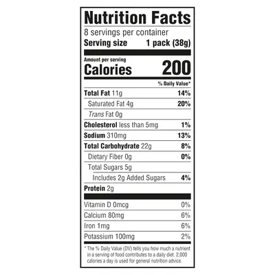 Provides complete nutritional facts to inform shoppers about calories, fat, sodium, carbohydrates, protein, and vitamins per serving, helping them make informed dietary decisions.