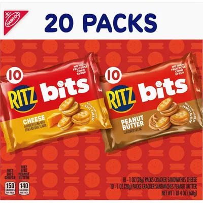 Shows the brand's product portfolio with two flavor options (Cheese and Peanut Butter) to help shoppers understand the variety available in this multi-pack bundle.