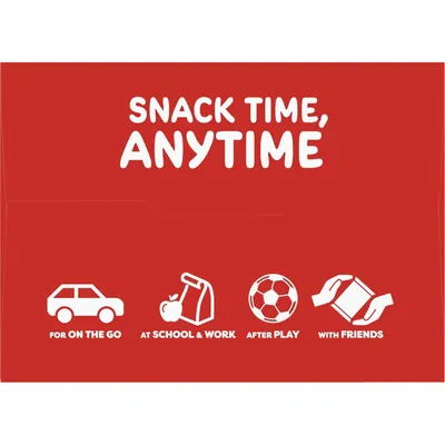 Demonstrates the product's versatility by showing four different scenarios where the snack can be enjoyed: on the go, at school and work, after play, and with friends.