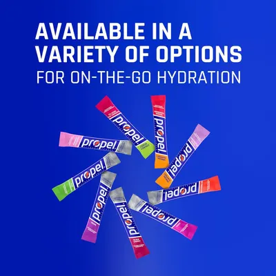 Showcases the brand's product portfolio and variety of flavor options available, helping shoppers understand the range of choices for on-the-go hydration.
