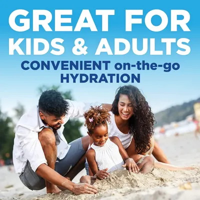 Communicates that the product provides convenient hydration for both kids and adults during outdoor activities and on-the-go moments, appealing to families.