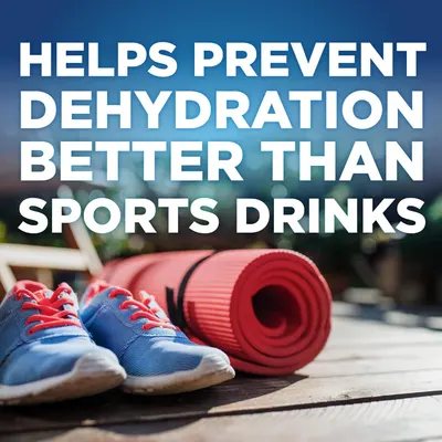 Communicates that this product prevents dehydration more effectively than competing sports drinks, positioning it as a superior alternative for athletic hydration. Highlights the core benefit of…