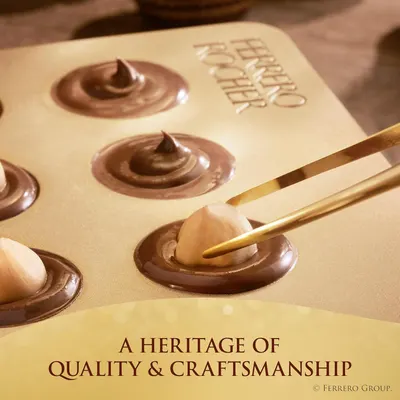 Communicates the brand's heritage and commitment to quality craftsmanship, building emotional trust and premium positioning through artisanal chocolate-making imagery.