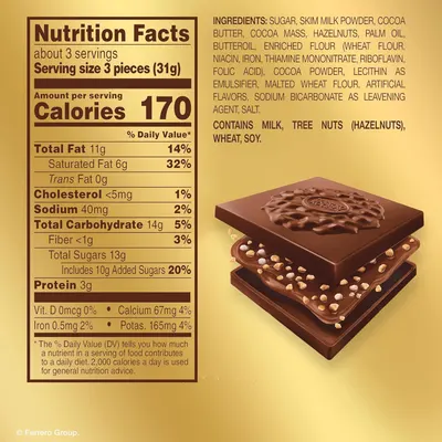 This image communicates the complete nutritional information and ingredient transparency to help shoppers make informed dietary decisions, while also showing the layered construction of the…