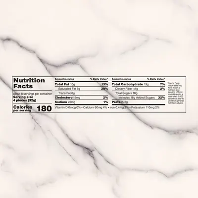 Provides comprehensive nutritional information to help shoppers make informed dietary decisions by displaying calories, serving size, macronutrients, and micronutrients in a structured format.