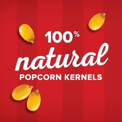 Communicates that the popcorn kernels are made from completely natural ingredients, reassuring health-conscious shoppers about product purity and quality.