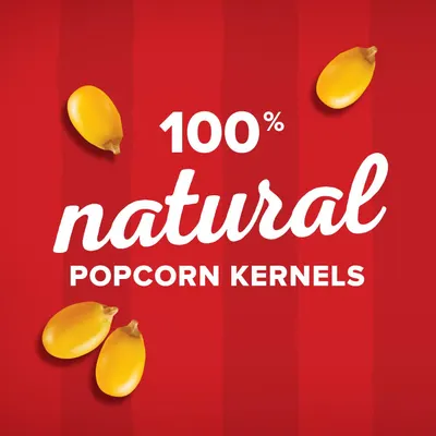 Communicates that the popcorn kernels are made from completely natural ingredients with no artificial additives, reassuring health-conscious shoppers about product quality and purity.