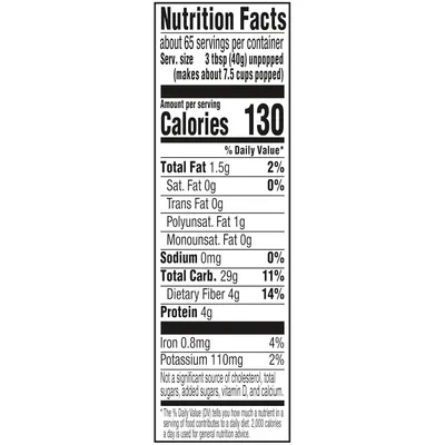 Provides detailed nutritional facts to inform shoppers about the product's health profile, emphasizing low sodium, low fat, and high fiber content.