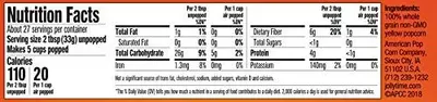 Provides detailed nutritional information and ingredient list to inform shoppers about the product's contents, dietary values, and allergen information for informed purchasing decisions.