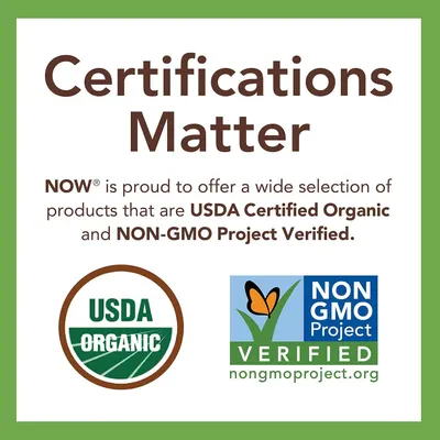Communicates that the brand offers products with organic and non-GMO certifications to reassure shoppers about product quality and environmental responsibility.