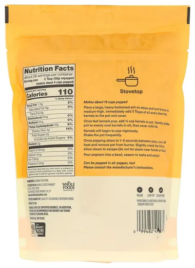 Provides step-by-step instructions on how to pop the popcorn kernels on the stovetop, reassuring shoppers that the product is easy to prepare at home.
