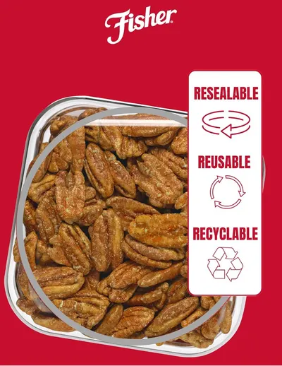 Communicates the environmental responsibility and convenience of the packaging by highlighting that it is resealable, reusable, and recyclable, reassuring eco-conscious shoppers. Showcases three…
