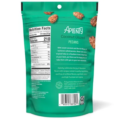Shows the back of the product packaging with nutrition facts, ingredients, and brand information to provide shoppers with detailed product information.