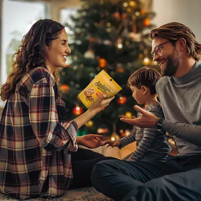 Positions the product as a perfect gift or treat for holiday gatherings and family moments during Christmas, creating emotional connection and seasonal relevance.