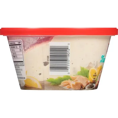 Provides a clean, catalog-style view of the food container with its red lid and packaging graphics on a white background for easy product identification.