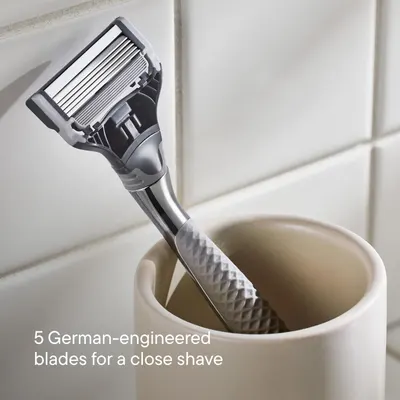 Communicates the specific blade count and engineering quality to emphasize precision and shaving performance, reassuring shoppers of a close, effective shave. Highlights the primary benefit of…