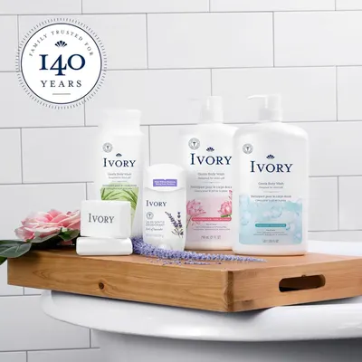 Communicates the brand's long-standing heritage and trustworthiness while showcasing the variety of Ivory product options available to shoppers.